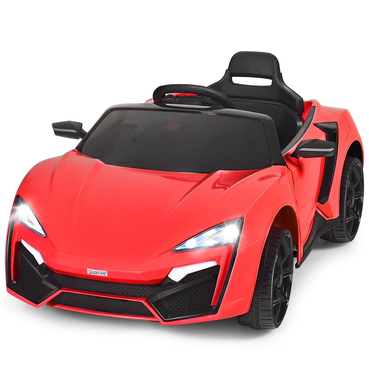 12V Kids Ride On Car 2.4G RC Electric Vehicle w/ Lights MP3 Openable Doors Red