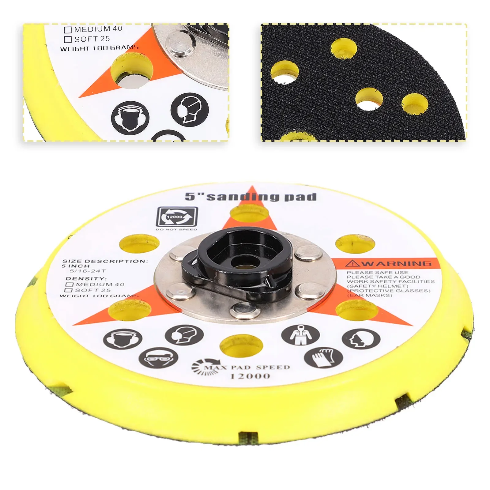 For DA Polisher Backing Plate 5 Sanding Pad Backing Plate Max Speed 12000 rpm Ventilated Cooling Channels