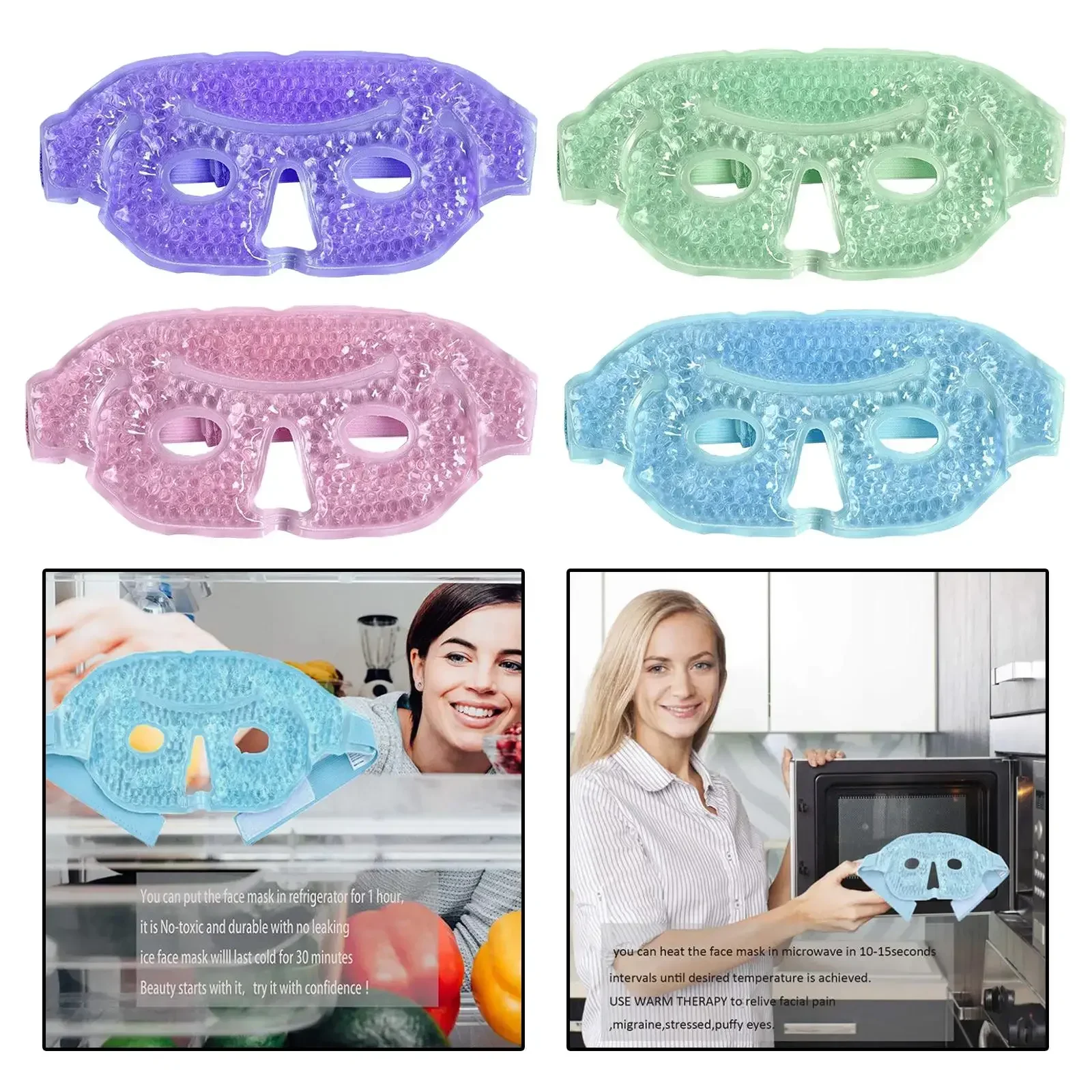 Ice Face / Eye Mask for Woman Man Gel Beads Ice Mask Get Rid of Eyes Spa Wrap Puffiness Cold Face Eye Mask Reusable Gel Mask