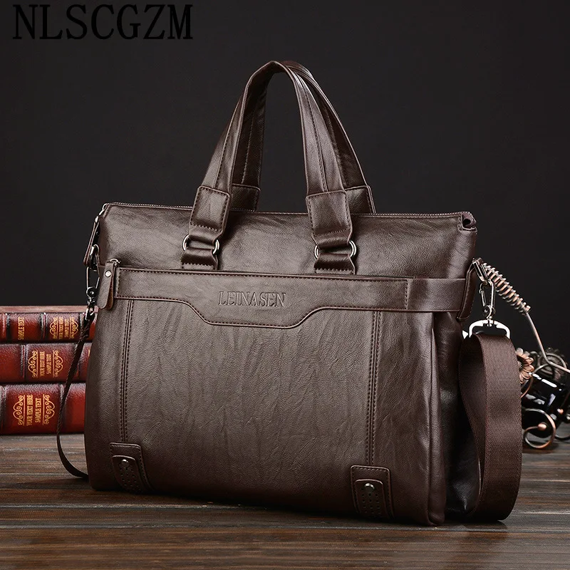 Briefcases Leather Laptop Bag Luxury Brand Office Bags for Men Side Bag for Men Handbag for Men Laptop Handbag сумка для ноубука