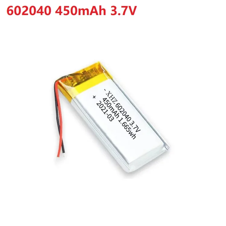 602040   450mAh 3.7V ليثيوم بو ليثيوم أيون بوليمر بطارية قابلة للشحن ل MP3 MP4 MP5 GPS لعبة DVR سمّاعات بلوتوث قلم تسجيل