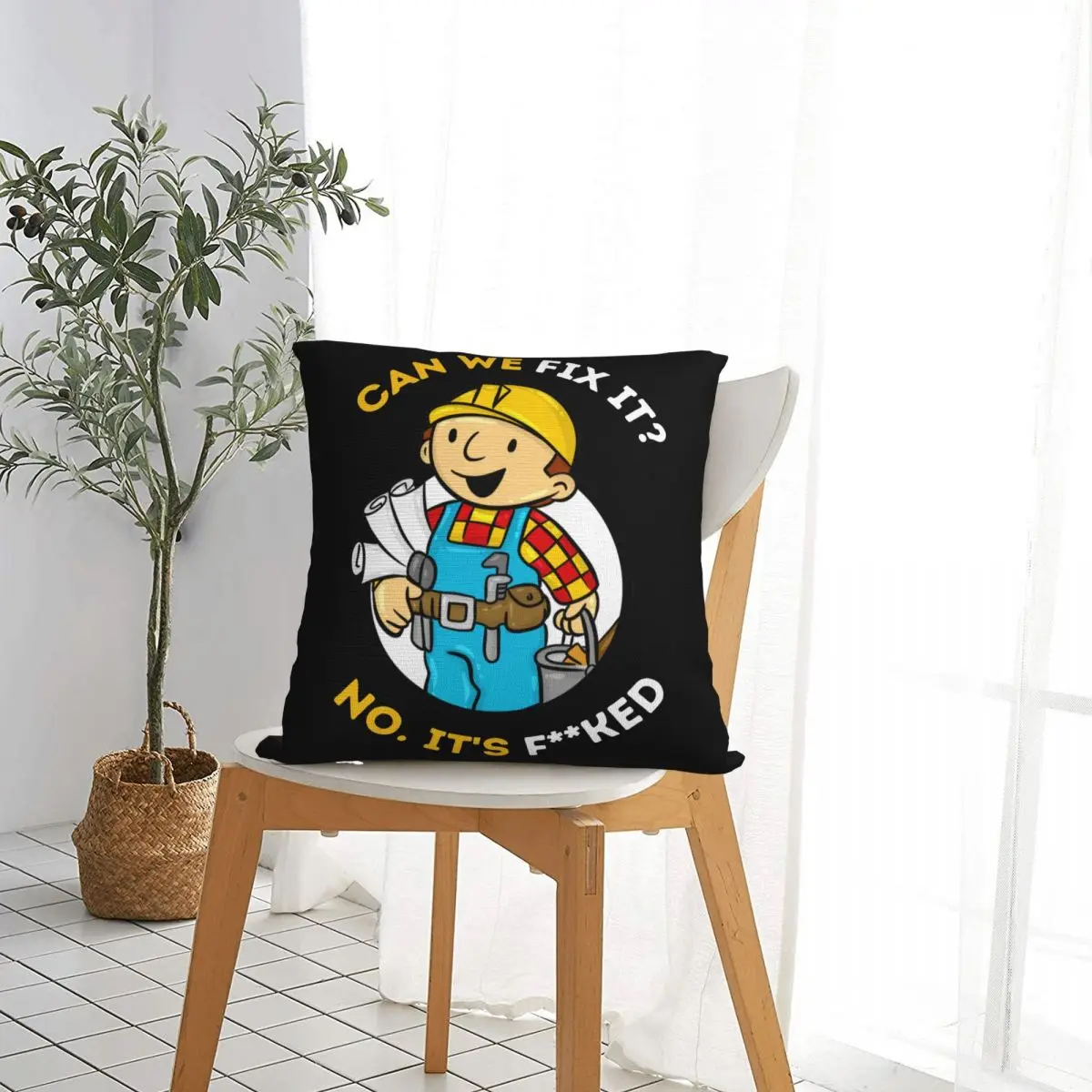 Bob The Builder Pillow Case Can We Fix It Funny Repair Man Cushion Covers Zippered Decorative Pillowcase for Seat 45x45cm