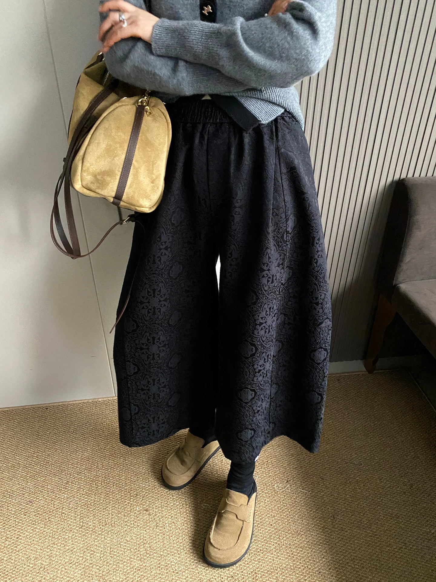 

Женские широкие брюки Ele с вышивкой, с высокой талией, свободные, повседневные, визуально стройнящие, весна 2026, новинка в китайском стиле