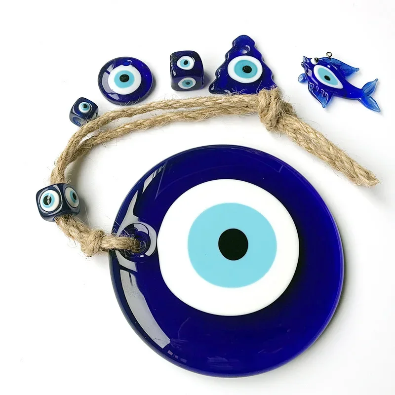 Eye-Catching Turkish Blue Glass Hanging Decor, Large Evil Eye Ornament for Home Car and Office Decoration Good Luck Amulet Gift