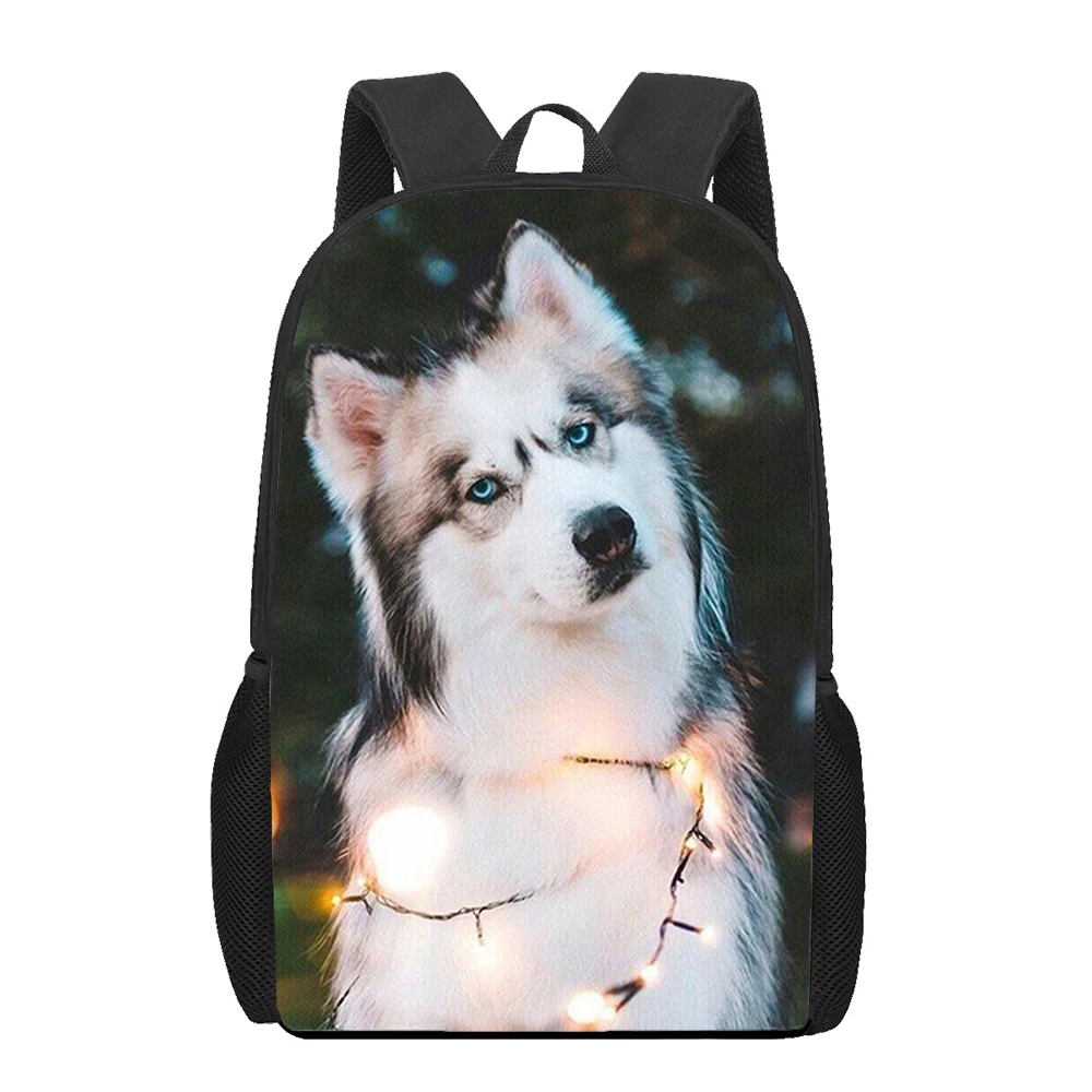 Zaino scolastico con stampa 3D divertente cane Husky per ragazzi ragazze adolescenti borsa per libri per bambini borse a tracolla casual cartella da 16 pollici Mochila