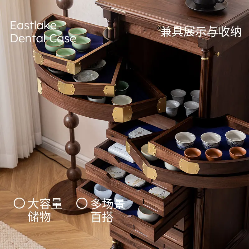 

Exclusive Senhuo "Dental Cabinet" 5o Adult American Eastlake North American Black Walnut Tea Set Cabinet