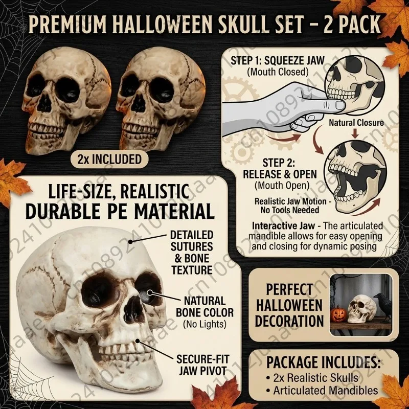 Halloween Decorations Skull Man Skull Jaw Movable Haunted Room Trick Props Halloween Party Props
