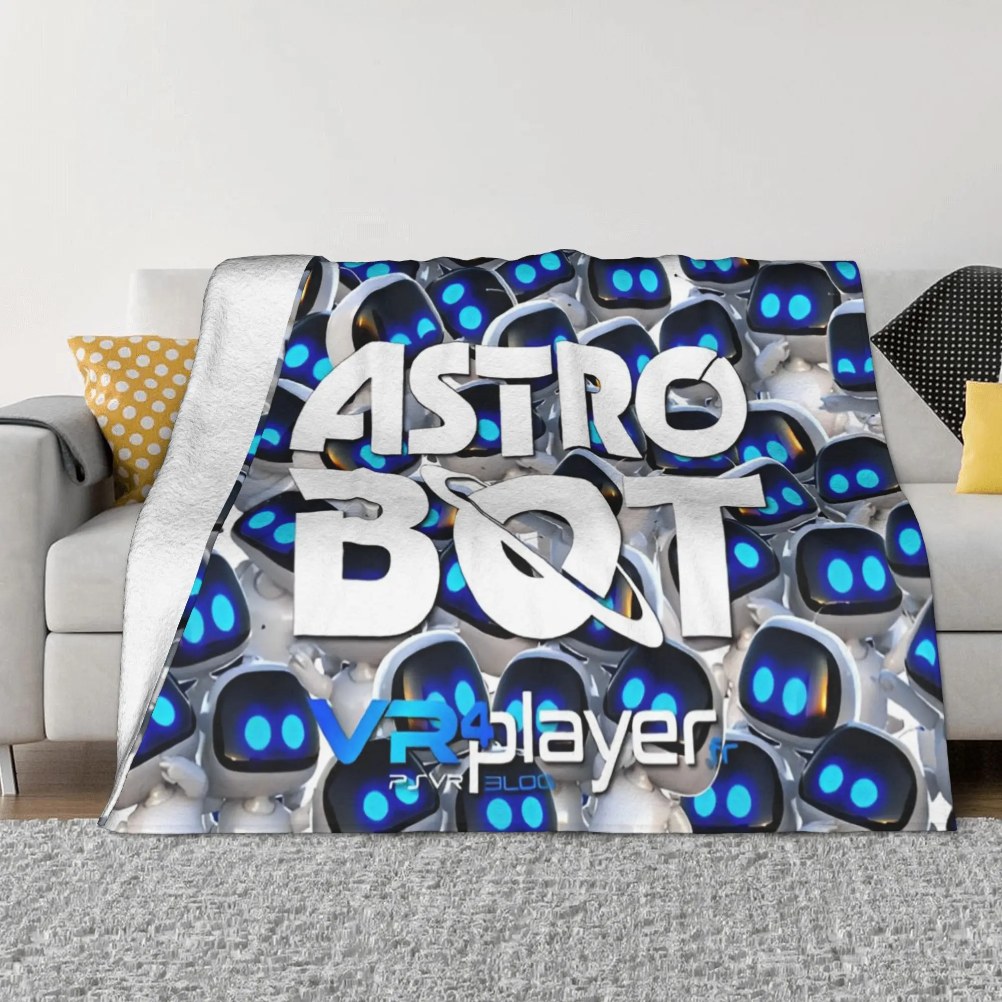 Astrobot Cartoon Game Fleece Throw Blanket Astros Playroom Blankets for Home Couch Warm Bedspread