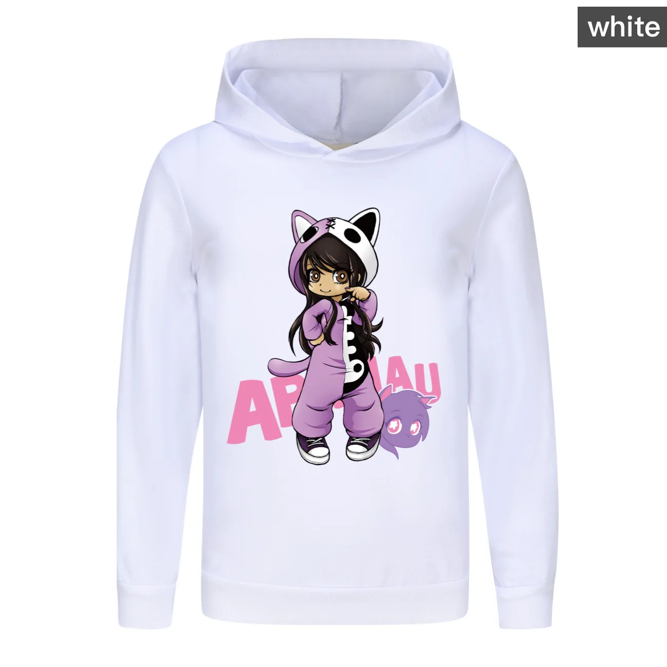 Anime Aphmau Cat Costume Kids Cartoon Casual Clothes Baby Girls Long Sleeve Coats Teenager Boys Hooded Sweatshirts Outwear