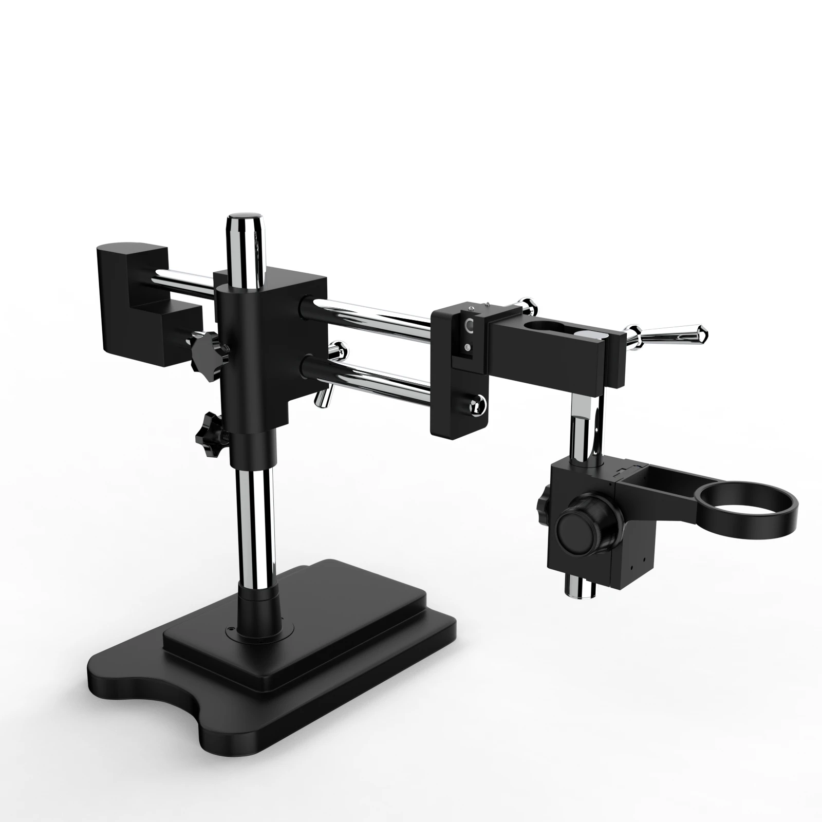 Supporto universale a doppio braccio sollevamento binoculare trioculare Stereo Zoom staffa per microscopio 76mm messa a fuoco PCB Industry