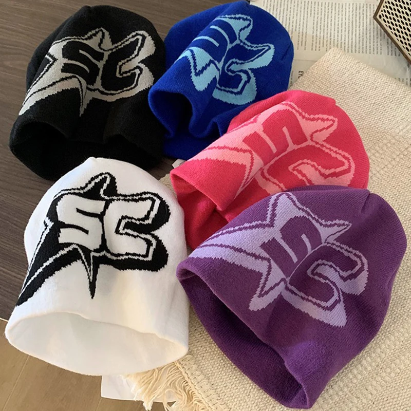 Y2k Men Women Wool Knit Beanie Hat Winter Warm Street Kpop Fashion Hip Hop Bonnet Hats Ins New Design Harajuku Beanies Hats