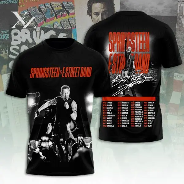 Hot Sale 3D Print Bruce Springsteen Rock T-Shirt, Classic Hip Hop Trend Short Sleeve Tee for Men and Women, Oversized Summer
