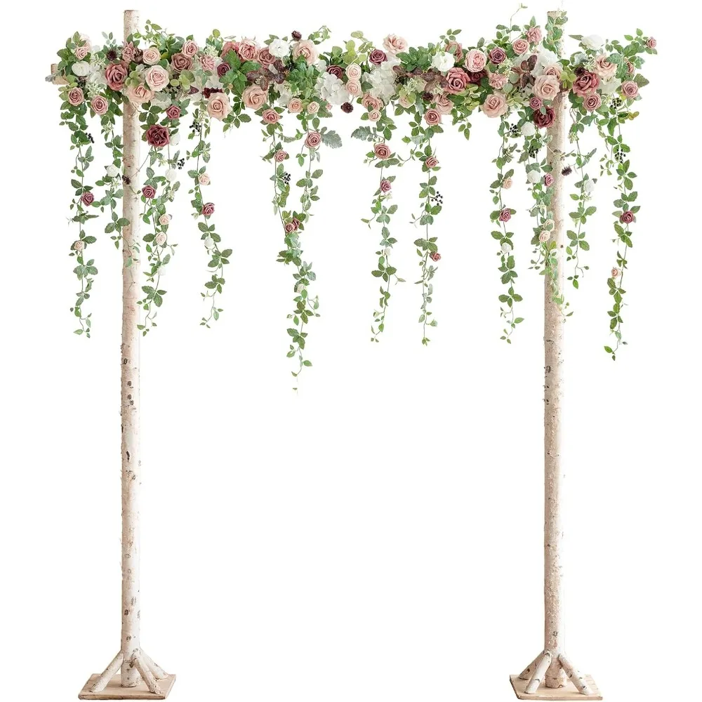 

Deluxe Hanging Artificial Wedding Arch Flowers Dusty Rose Eucalyptus Stems, Sage Green Ceremony Arbor