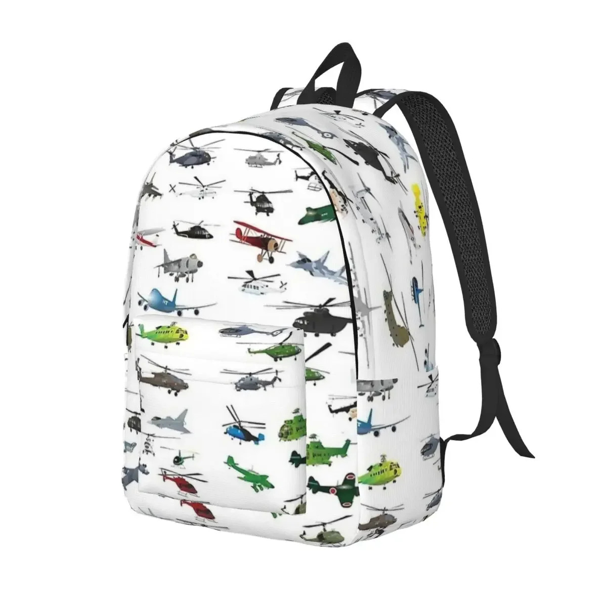 Colorful Airplanes And Helicopters Backpack Durable High School Fighter Plane Pilot Airplane Daypack Laptop Men Shoulder Bag