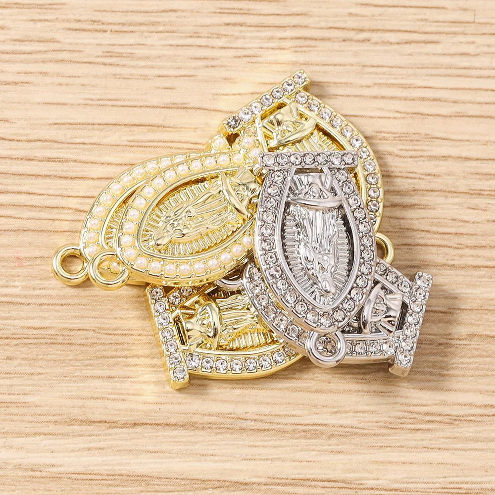 Tusember 5 Stück vergoldeter Anhänger mit Jungfrau-Maria-Motiv für handgefertigte Armbänder, Halsketten, DIY-Schmuckherstellung und Zubehör – Detail 2