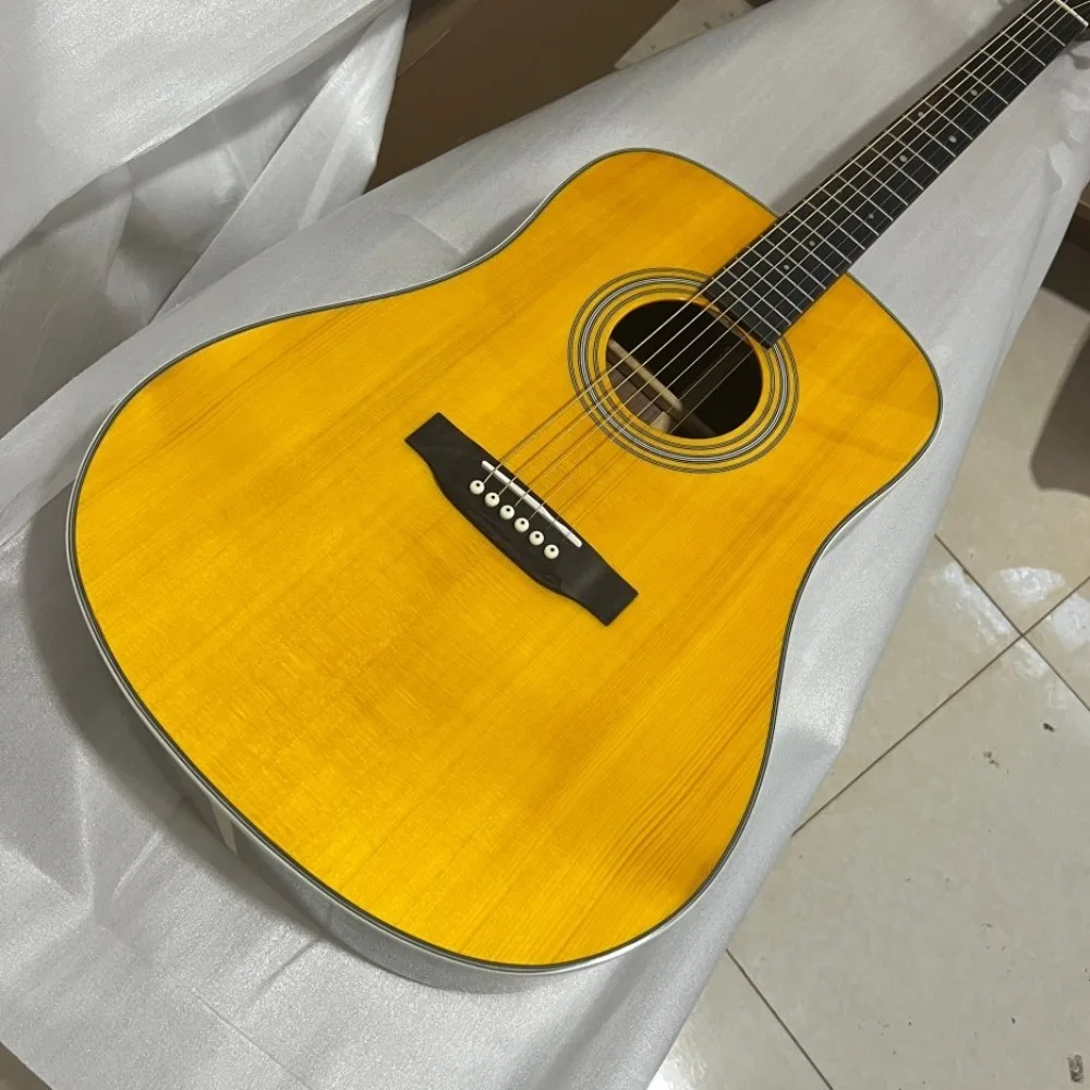 Classic 41 Inches Honey Gold Glossy Acoustic Guitar 6 String Wooden Guitar with Spruce Top Rosewood Fingerboard for Beginners Adults