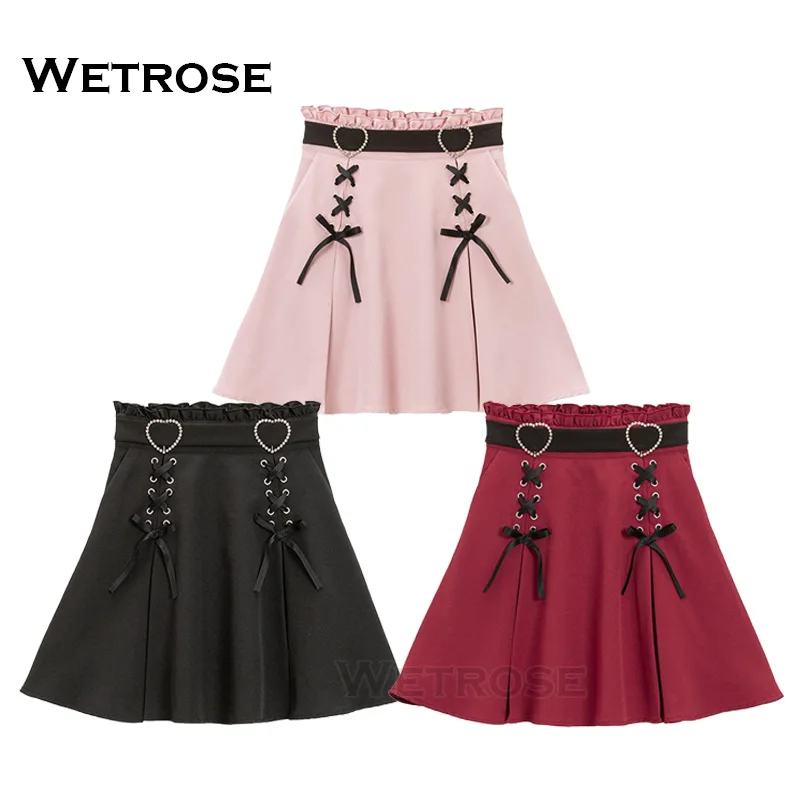 【Wetrose】Jirai Kei Skirt Japanese Cute Mine Style Dress Red Black Pink Kawaii y2k Oversize Plus Size