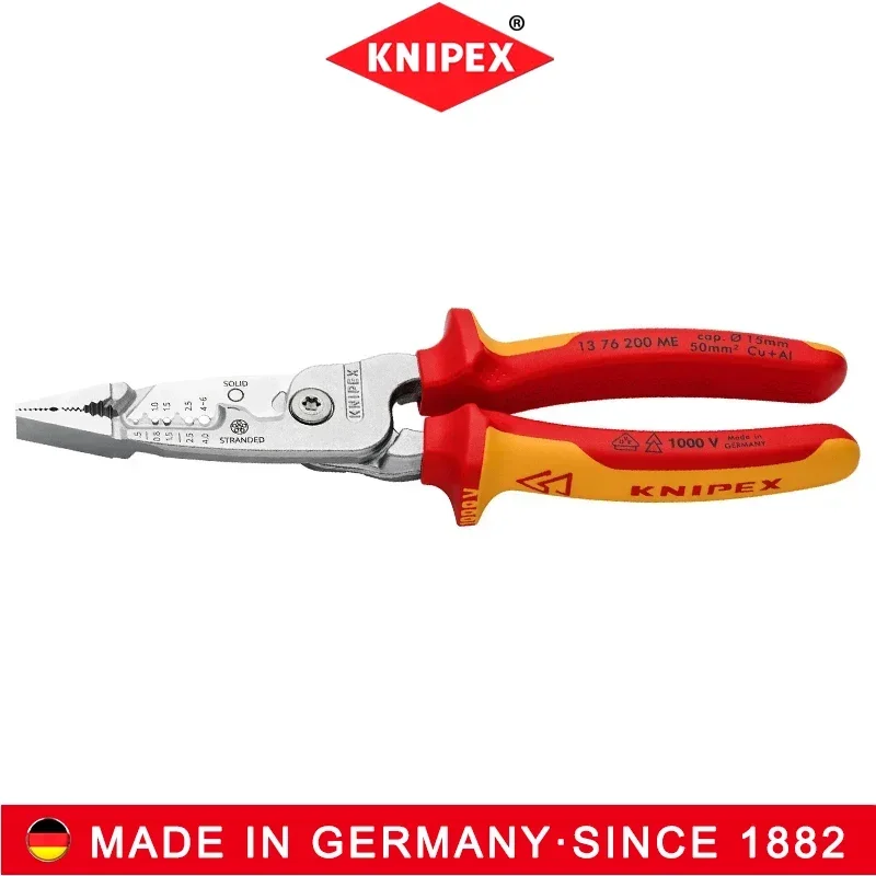 KNIPEX  Insulated Electrician's Metric Wire Stripper Plier VDE Tested Chrome-Plated 200 Mm 1376200 ME