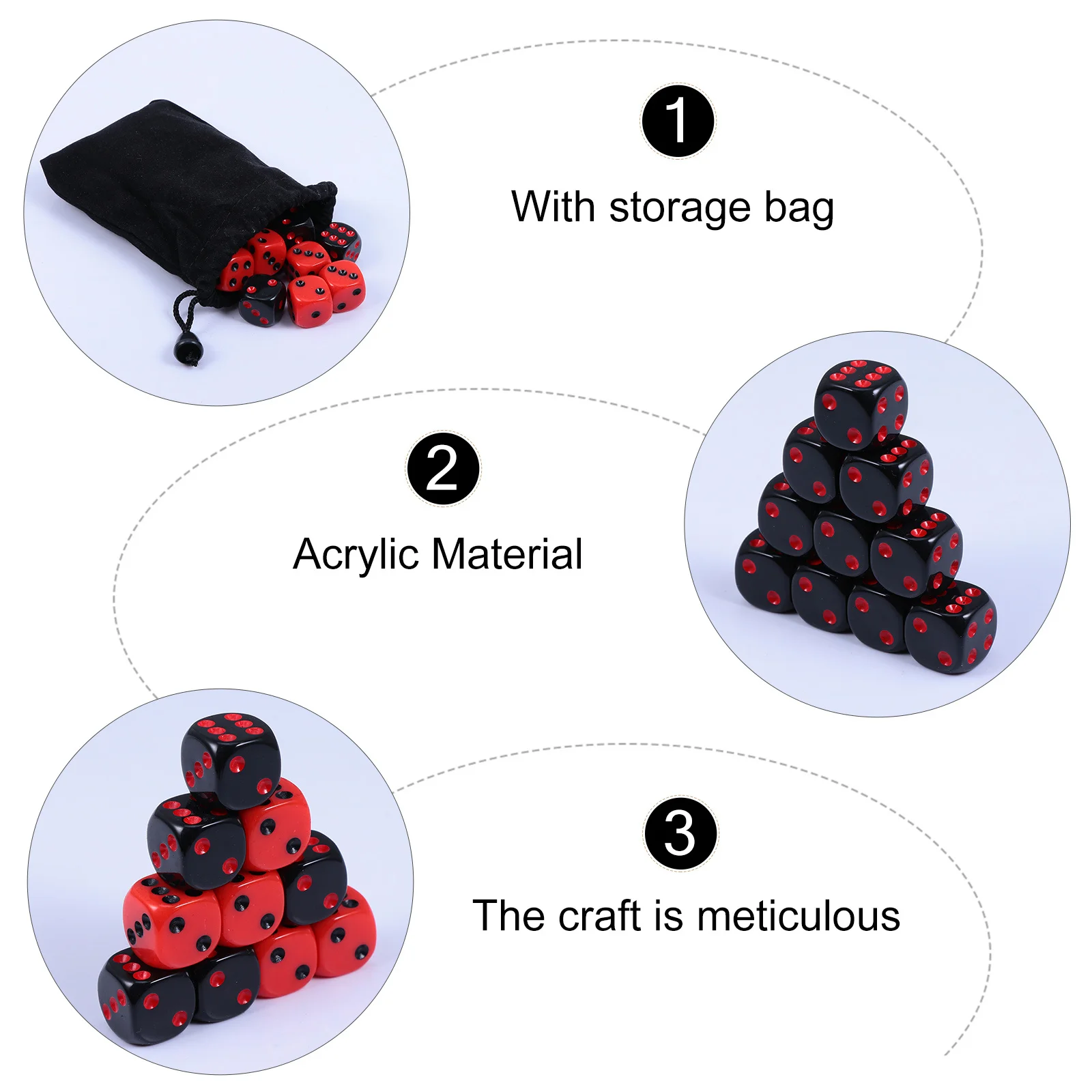 

24Pcs Colorful Set Made of Superior Acrylic Material 6-Sided Solid Dices with Rounded Corners for Party Game Night Ktv