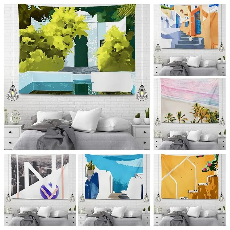 Cartoon Alley Street Pattern Tapestry Home Wall Decoration Tapestry Office Living Room Tapestry