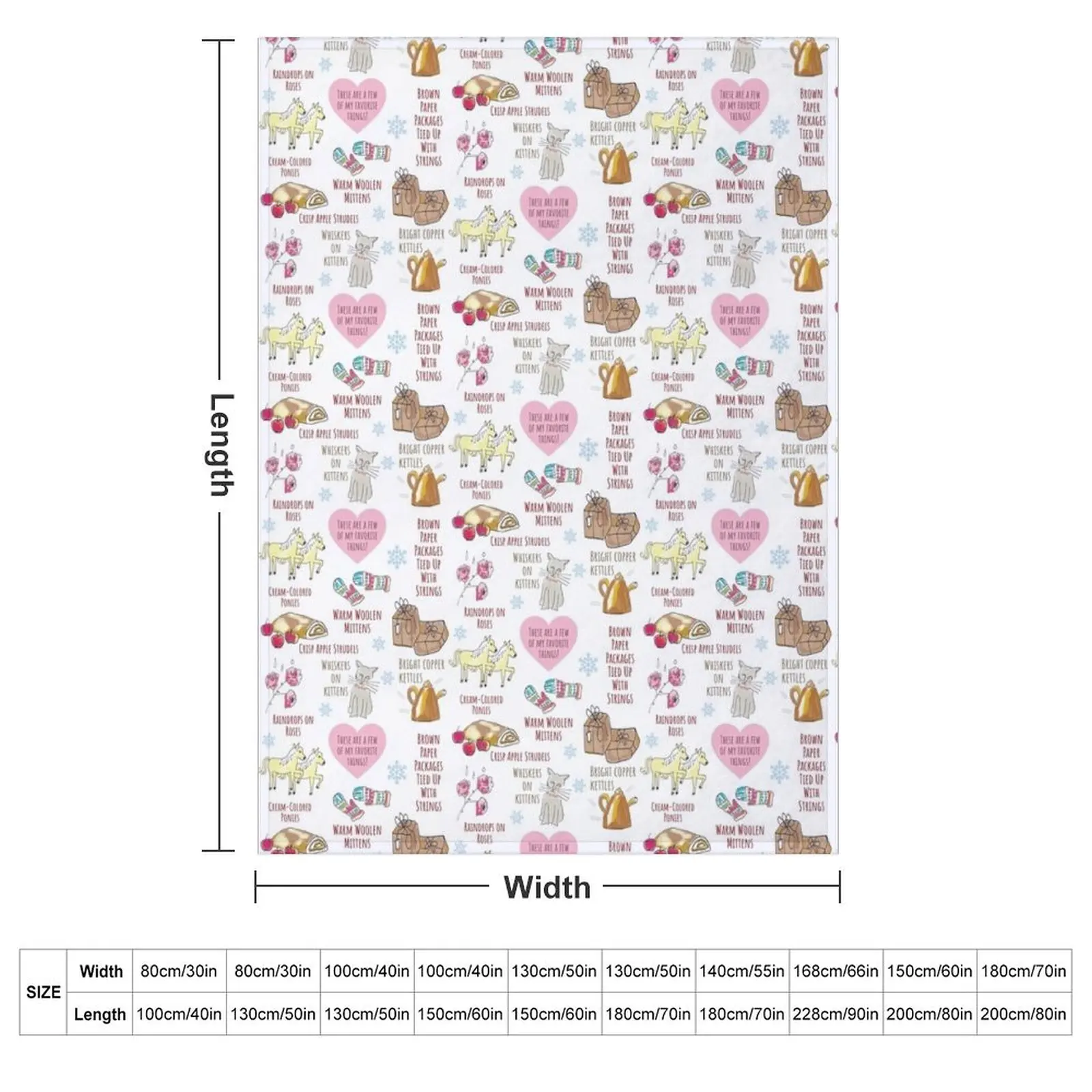 My Favorite Things Cute Sound of Music Pattern Throw Blanket Blankets For Sofas Heavy Single Hairys Blankets