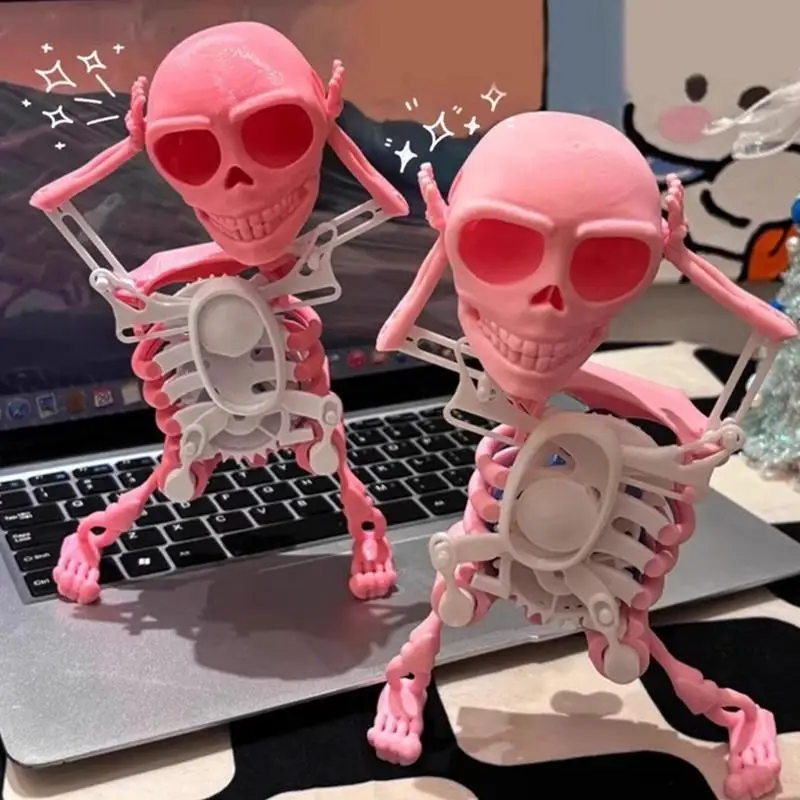 Dancing Skeletons 3D Printing Creative Funny Clockwork Dancing Skeleton Tricky Toys Wind-Up Rocking Toy Kids Birthday Gifts