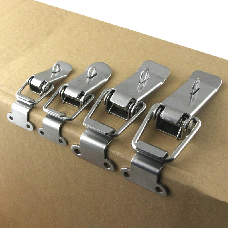 90Degrees Duck-mouth Buckle Hook Lock Iron Spring Loaded Draw Toggle Latch Clamp Clip Metal Hasp Latch Catch Clasp Toolbox Latch