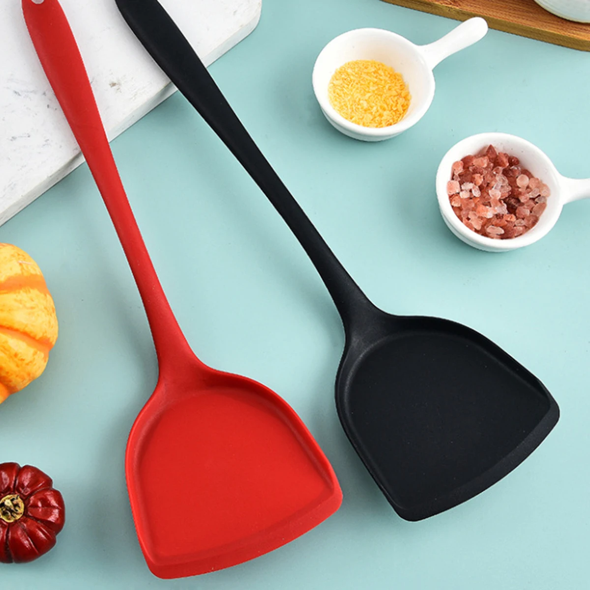 All-In-One Silicone Spatula Kitchen Items Heat Resistant Non-Stick Frying Pan Spatula Household Silicone Chinese Spatula
