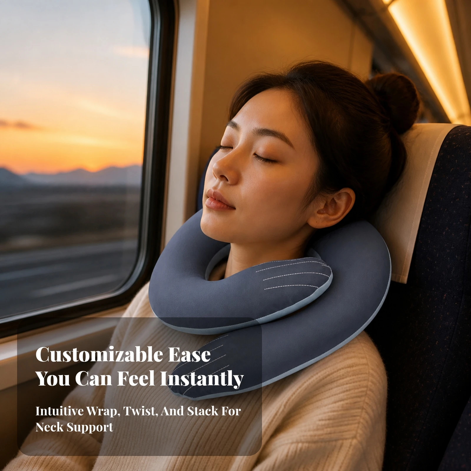 Spiral Neck Pillow Portable U-Shaped Neck Pillow Soft Breathable for Travelers, Flights, Home
