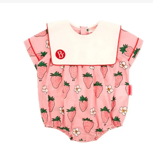 

Baby's Rompers Girl Newborn Clothes Infant Summer Short Sleeve Creeper Cute Strawberry Print Pattern Pure Cotton One Piece 2023