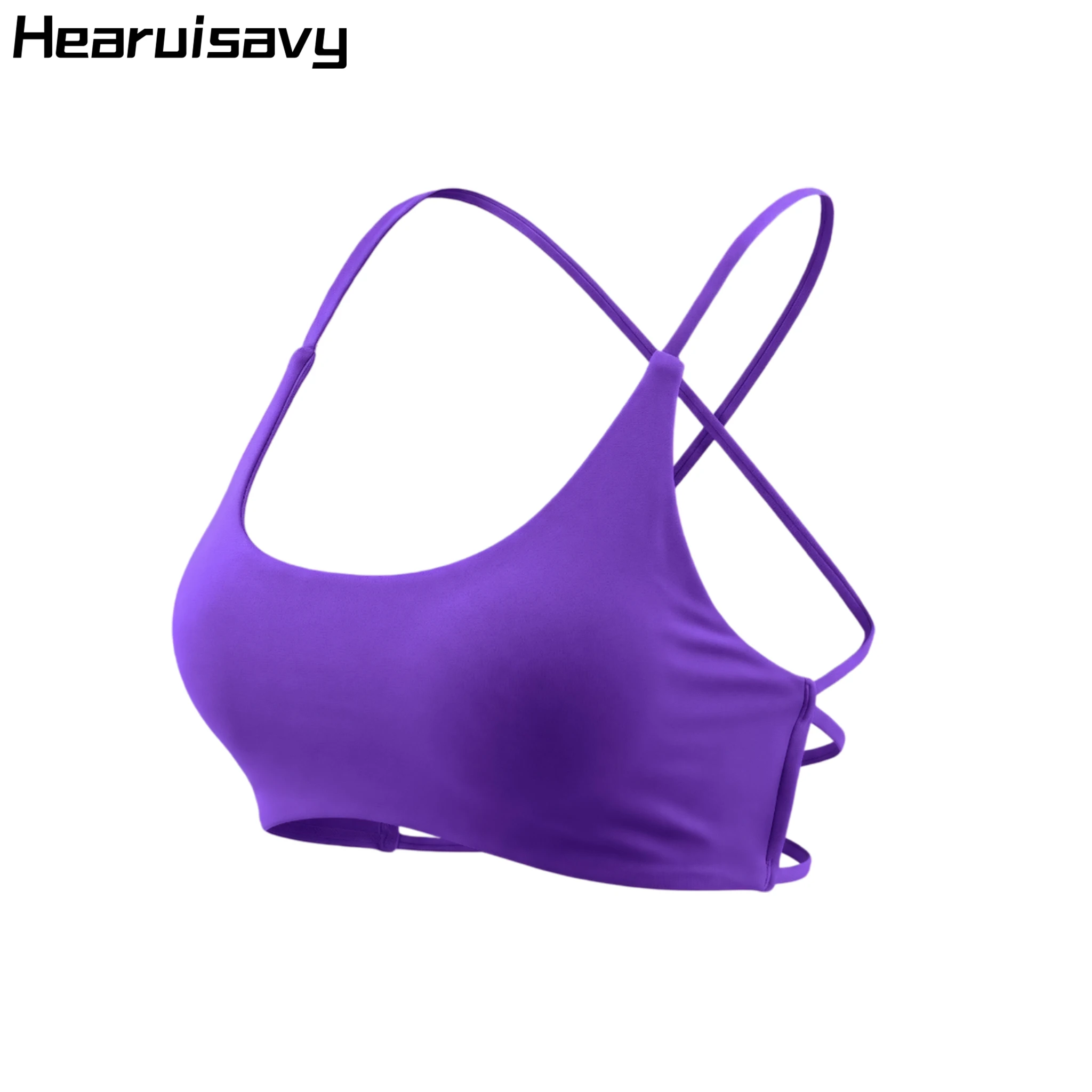 Hearuisavy Adjustable Thin Straps Women Sports Bra Padded Push Up Yoga Crop Top Low Impact Gym Fitness Sportswear Workout Top