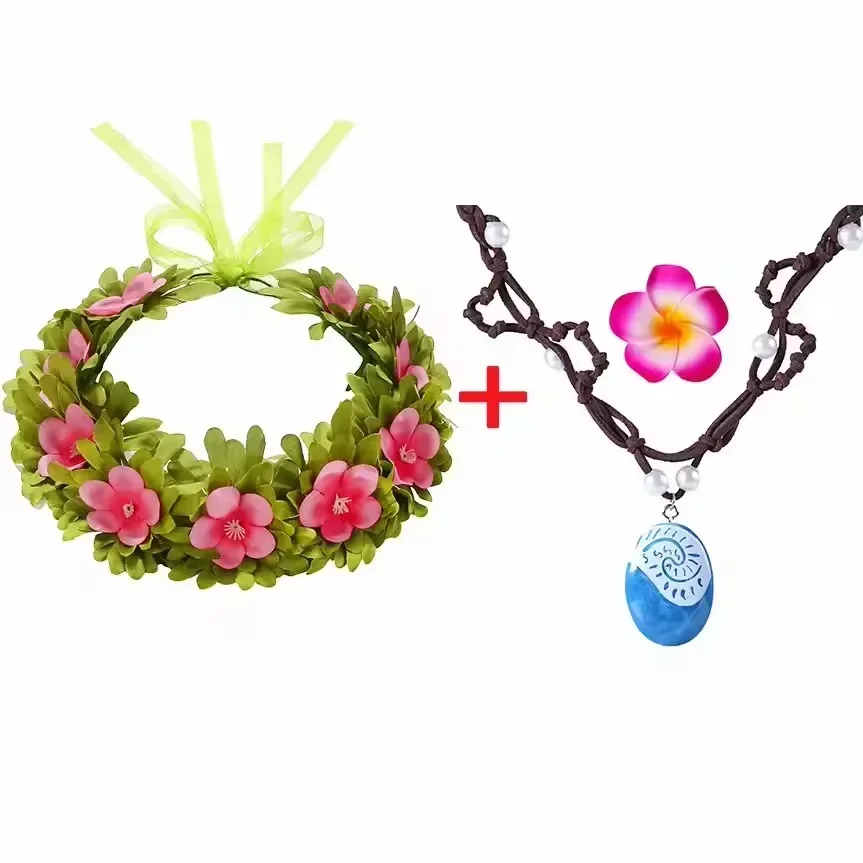 

Girls Moana Garland Flower Wreath Headdress Kid Adult Princess Costume Play Accessory Vaiana Floral Headgear Wig