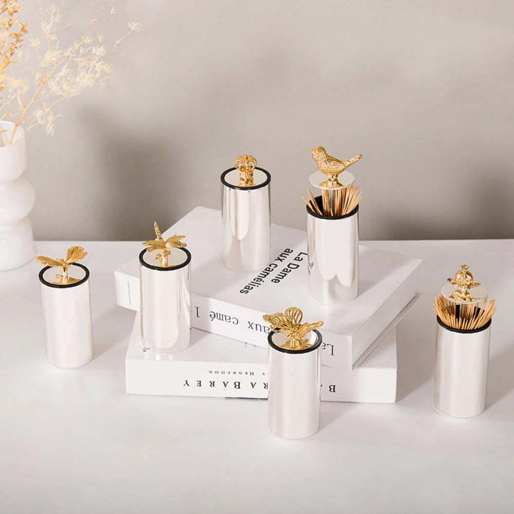 

Европейская серебряная коробка для зубочисток, аксессуары в виде животных, коробка для зубочисток из нержавеющей стали, современный бытовой диспенсер для ватных палочек