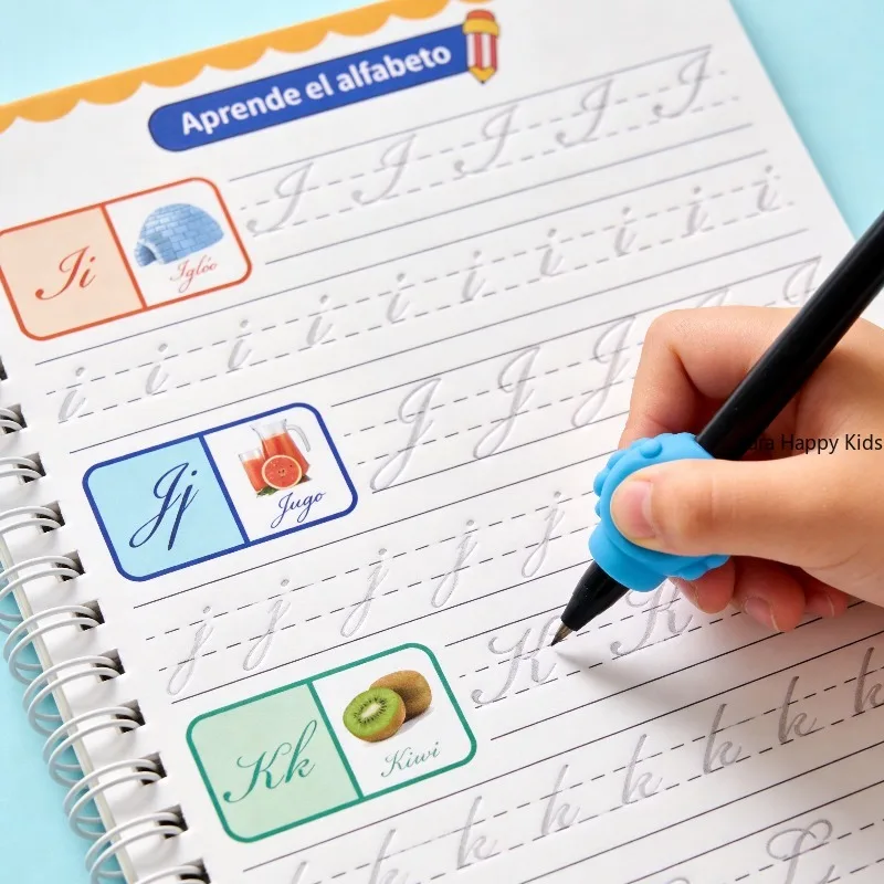 A Set of Spanish Letter Copybook Font Practice Books  Suitable for A-Z Writing Practice Including 1 Magic Pen and 5 Pen Refills
