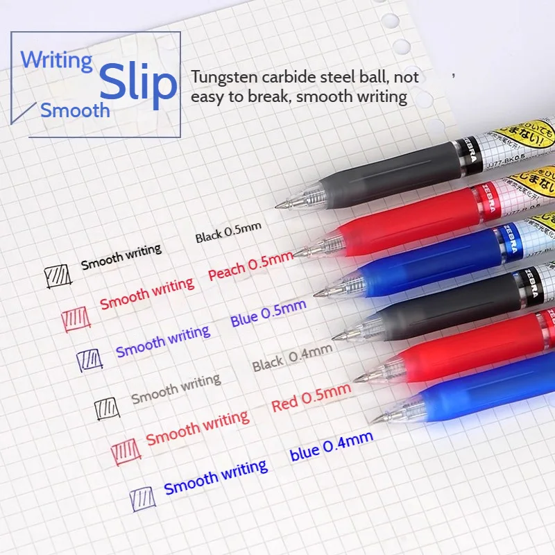 New ZEBRA 0.4/0.5mm Gel Pen JJ77 Smudge Proof 3S Quick Dry No Bleed with Highlighters Ballpoint Pens, Japanese Original Supplies