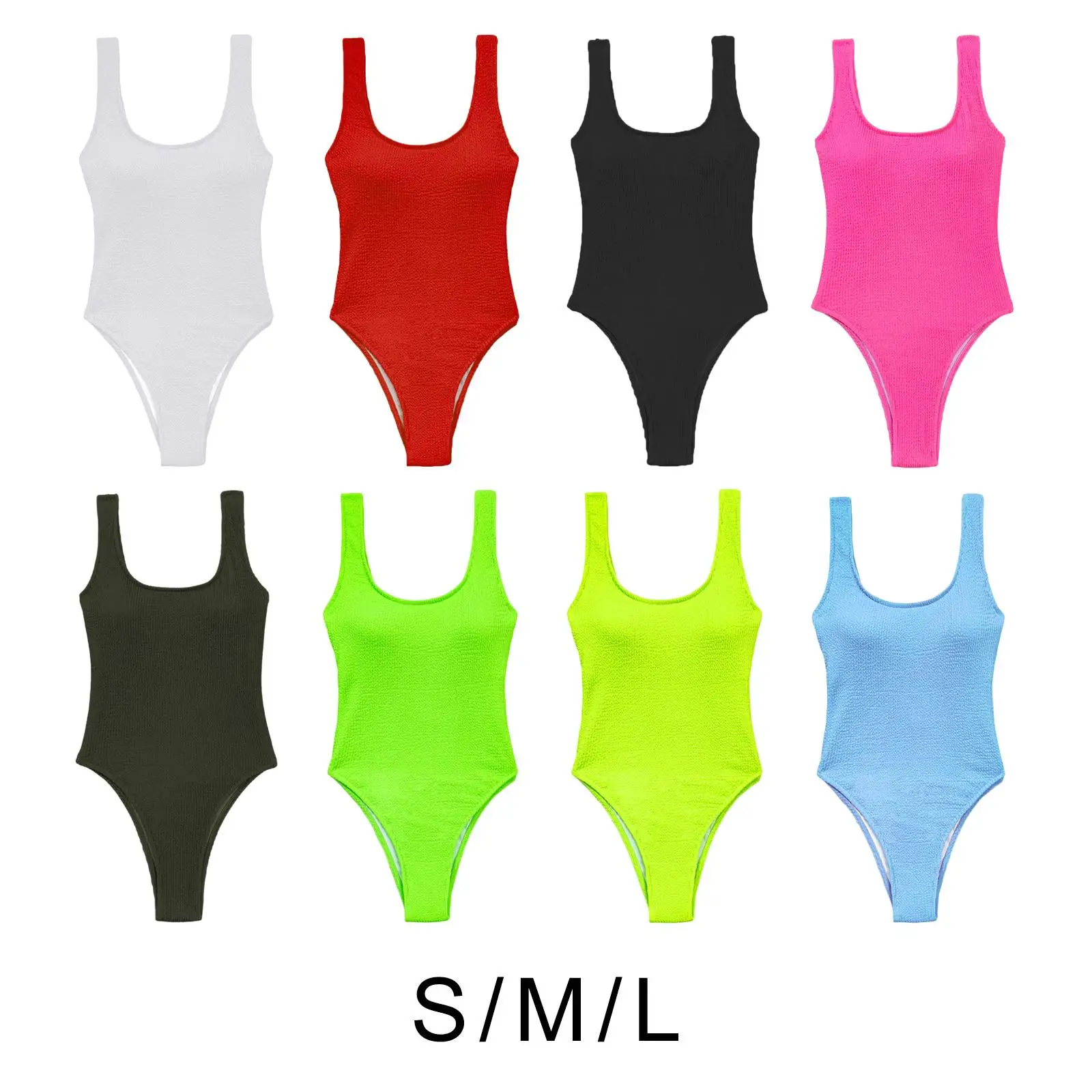 Women Sexy Swimsuit Low Back High Neck with Chest Pads Swimwear Sleeveless Swimdress Girls Tummy Control Beachwear