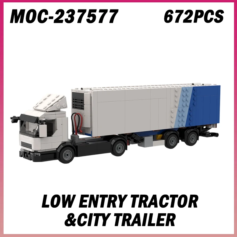 

672PCS MOC-237577 Low entry Tractor&City Trailers Trucks Car Model Building Bricks Modular Assemble Toys Boys Birthday Gift