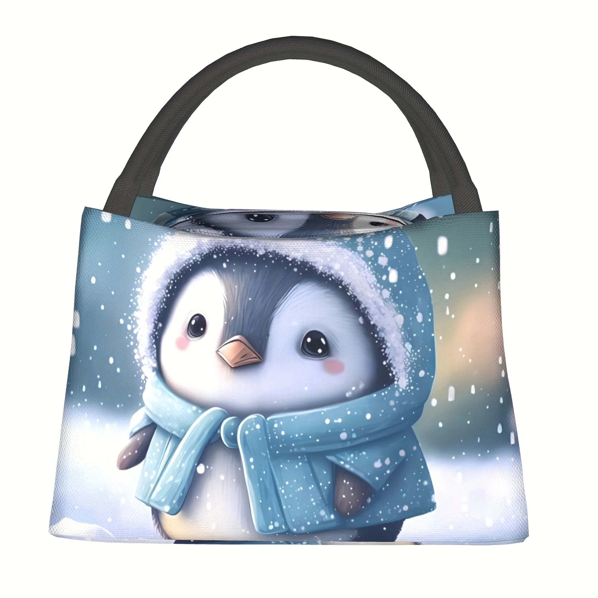 

1pc Cute Penguin Design Insulated Lunch Bag - Reusable Portable Cooler Tote with Durable Polyester, Mixed Colors for Camping, Be