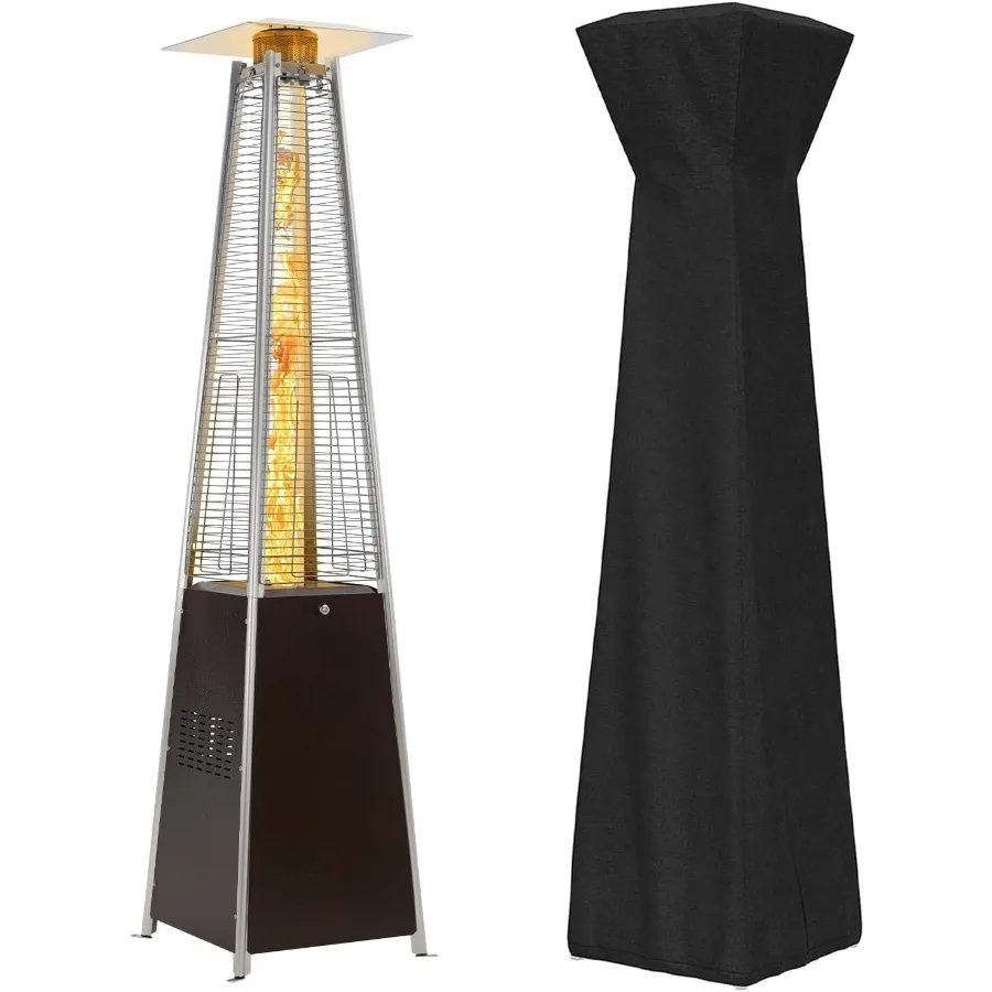 

48 000 BTU Outdoor Propane Patio Heater with Detachable Wheels and Protective Cover for Terrace Garden Poolside Use in Resident