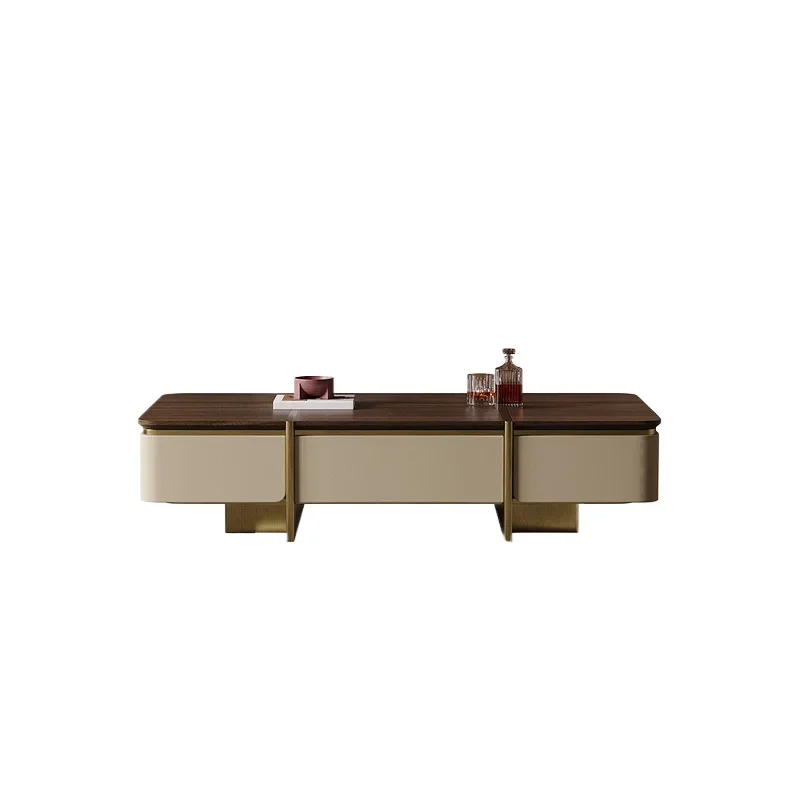 Walnut coffee table TV cabinet combination villa large flat living room whole house supporting furniture