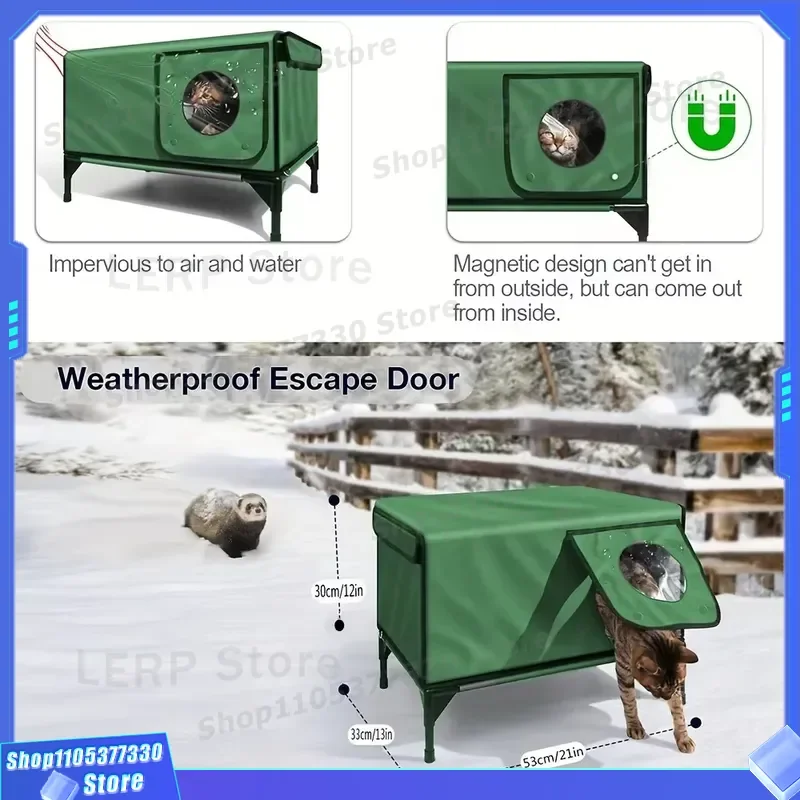 Large Waterproof Windproof Outdoor Cat Shelter Warm Insulated House for Stray Cats Winter All Weather Protection Pet Kennel