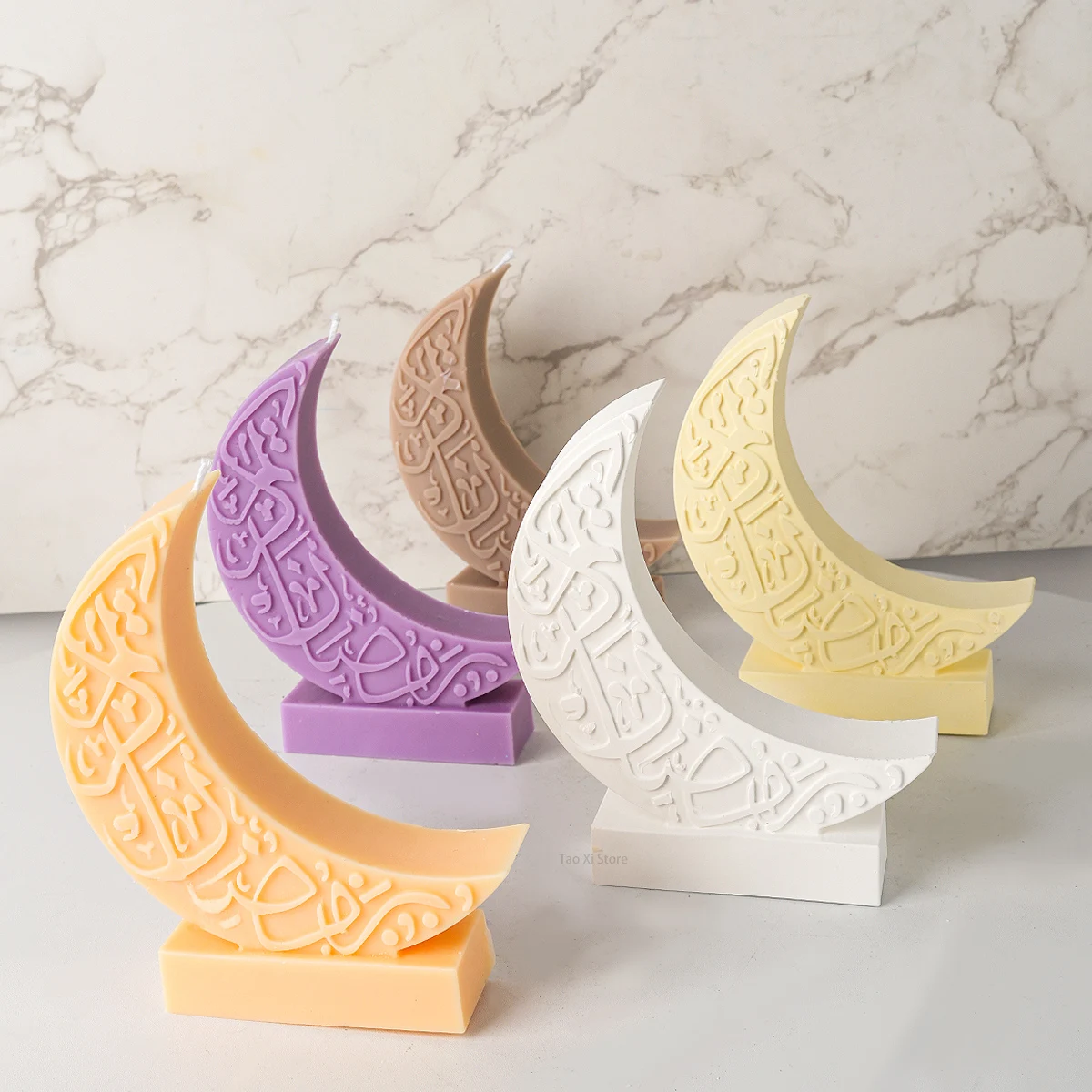 Mandala Crescent Moon Silicone Candle Mold DIY Ramadan Festival Ornament Making Plaster Resin Craft Casting Molds Home Decor