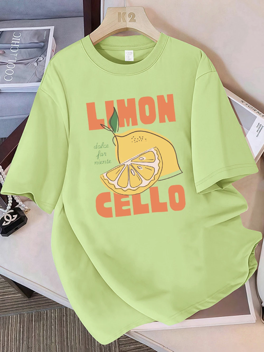 Summer Cotton T-Shirt Women Lemon Cello Art Fruit Prints Tops Loose O-Neck Soft Comfortable T Shirt Holiday Casual Woman Clothes