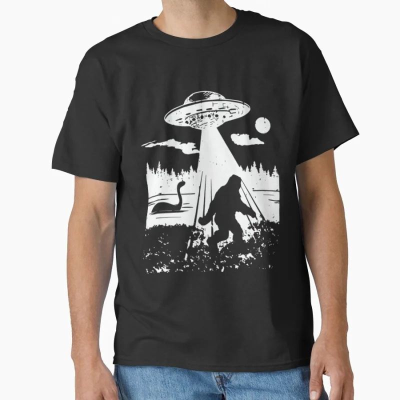 

Bigfoot UFO Abduction Funny Sasquatch Aliens Cryptozoology Gift T shirt for man Large size Tops Retro Graphic Print Clothes