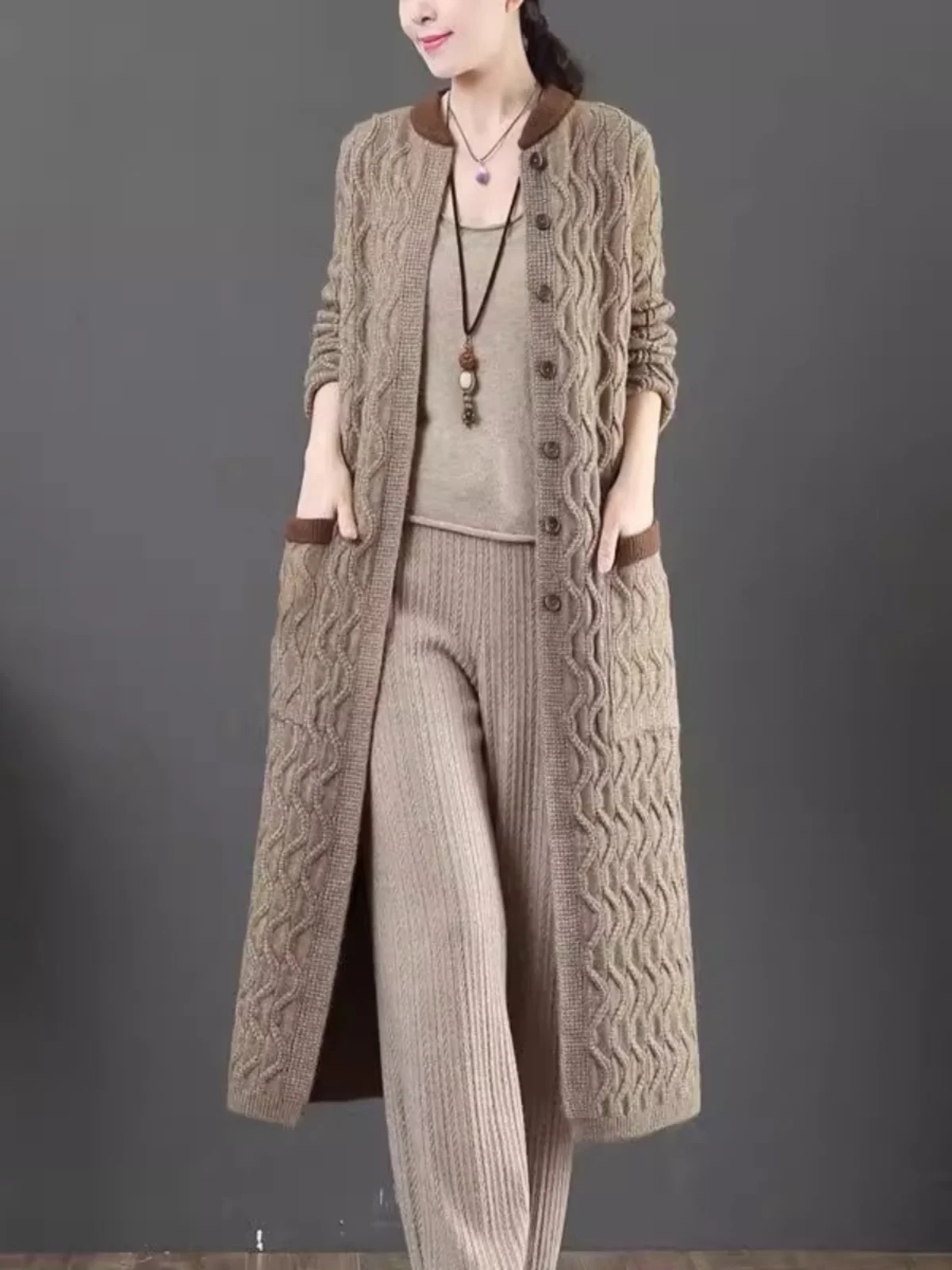 

Женский вязаный кардиган Sweet Sle средней длины, свободного кроя, в стиле ретро, весна-осень, новинка