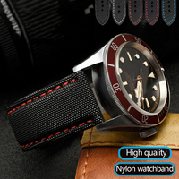 20mm 22mm 24mm Nylon Leather Watchband For Tudor Black Shield Breitling Tissot Starfish Men Women Canvas Fabric wristband Strap