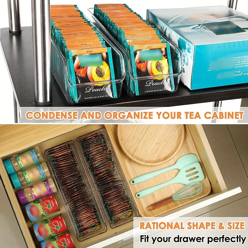 1pc Clear Tea Bag Organizer Box - Storage Holder for Sugar, Coffee, and Spices - Cabinet and Countertop Storage Solution - view 4