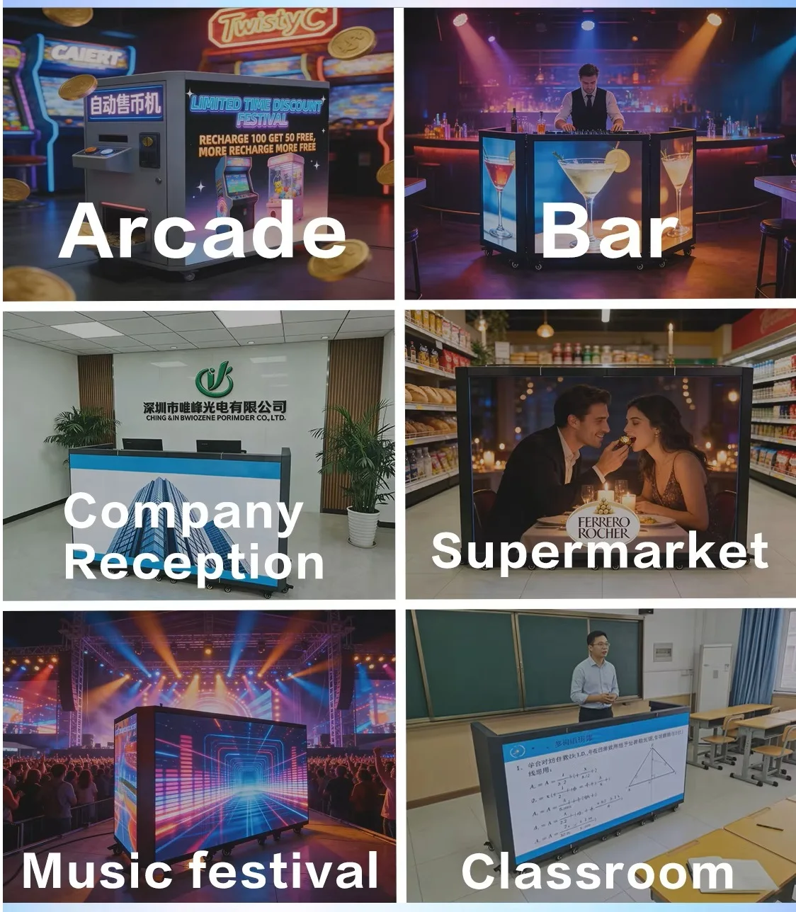 6-Foldable Bar/DJ Booth LED Display Screen for Indoor & Outdoor Wheeled Stage Interactive Display