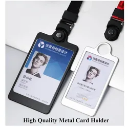 1PCS Aluminum Luggage Tags Card Holder Travel Identification Name Tags Business ID Badge Card Holder With Lanyard