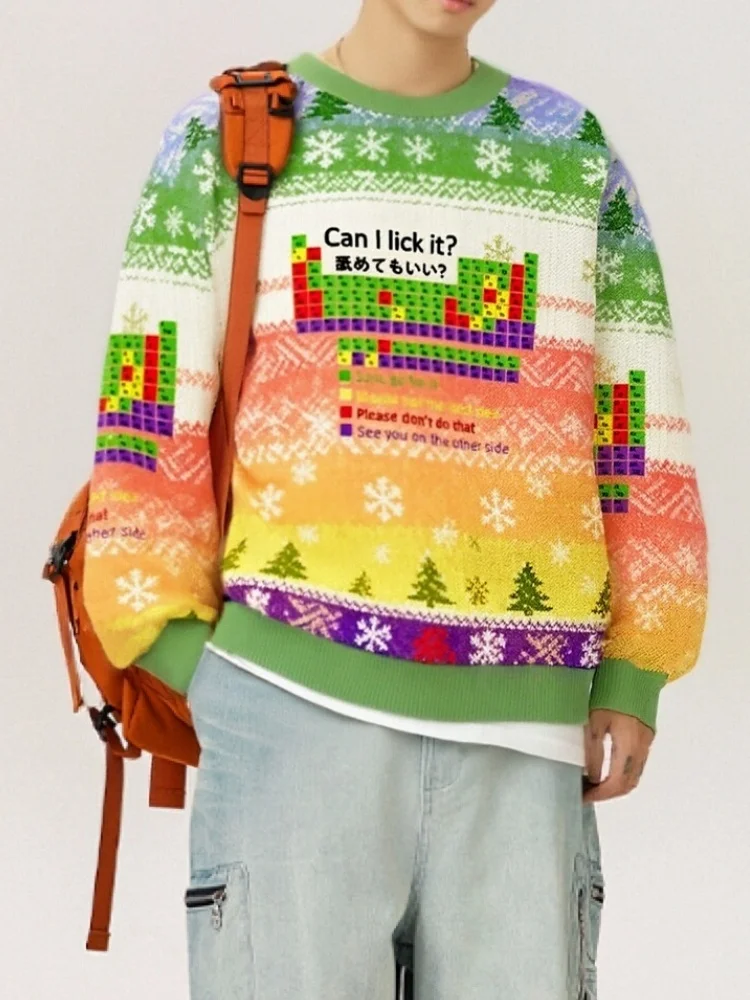 Y2K Fashion Autumn Men's Pullovers Holiday Heavy Weight Long Sleeve Texture Fabric Sweatshirts Casual Loose Unisex Tunics